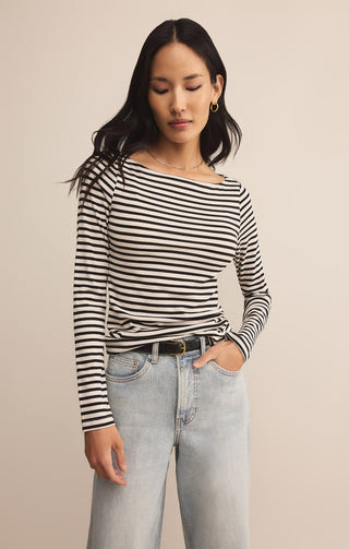 PRISTINE RIB STRIPED TEE (BLACK) - Z SUPPLY