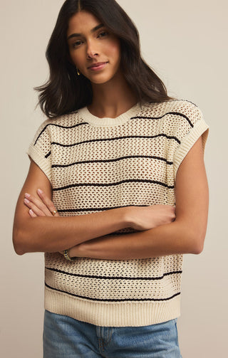 INES STRIPED CROCHET SWEATER TOP - Z SUPPLY