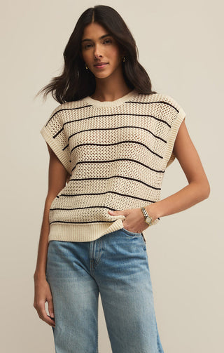 INES STRIPED CROCHET SWEATER TOP - Z SUPPLY