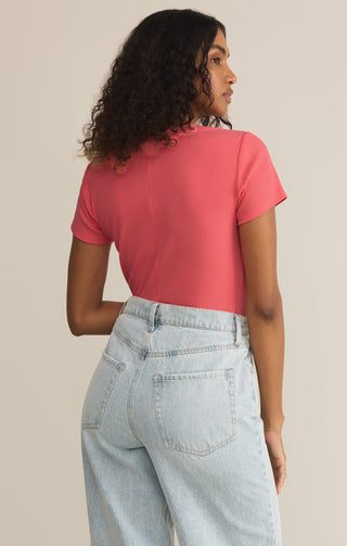 SIRENA SHORT SLEEVE RIB TEE (SUNSET PINK) - Z SUPPLY