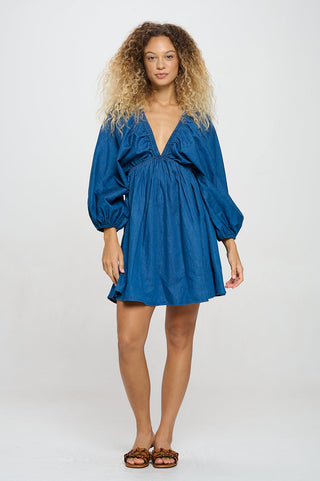 AZURE CHAMBRAY DRESS - MEET ME IN SANTORINI