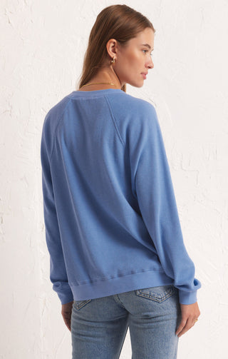 Arlo V-Neck Waffle Top  (Blue Isle) - Z SUPPLY