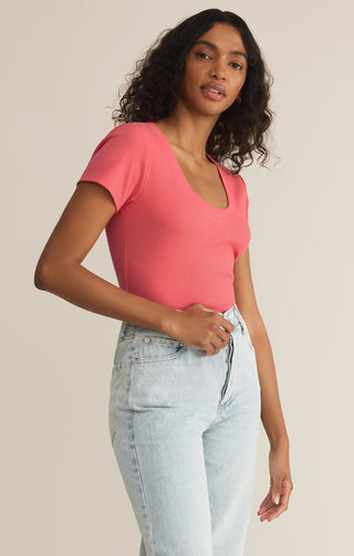 SIRENA SHORT SLEEVE RIB TEE (SUNSET PINK) - Z SUPPLY