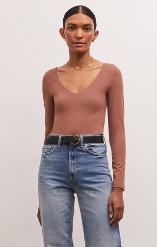 SO SMOOTH V-NECK BODYSUIT (TIGER EYE) - Z SUPPLY