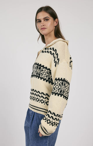 GREAT OUTDOORS HALF ZUP SWEATER (IVORY/BLACK)