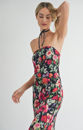 A NIGHT IN MIDI DRESS (BLACK) - SADIE SAGE