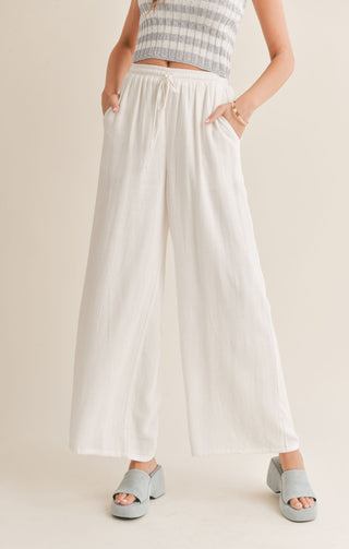 Sugarloaf Elastic White Linen Pants- Sadie & Sage