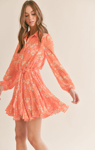 AURORA FLARE SHIRT DRESS W/ BRAIDED TIE - Sage The Label
