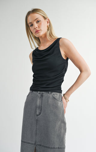 SPECIAL GAZE COWL NECK (BLACK) TOP