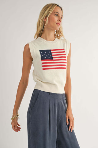 AMERICANA FLAG SWEATER TANK - SADIE SAGE