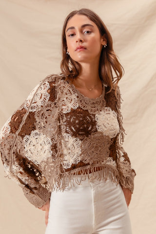 FLOWER CROCHET LACE TOP