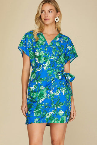 FLORAL PRINTED DRESS (Blue/Green)