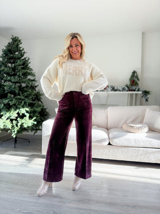 AUDREY WIDE LEG PANT CORDUROY (FIG) - DEAR JOHN