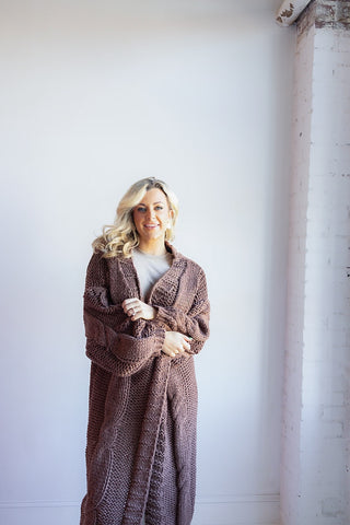 CHUNKY KNIT MAXI CARDIGAN (BROWN)