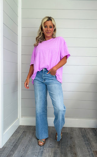 Round Neck Oversized Tee (Orichid)