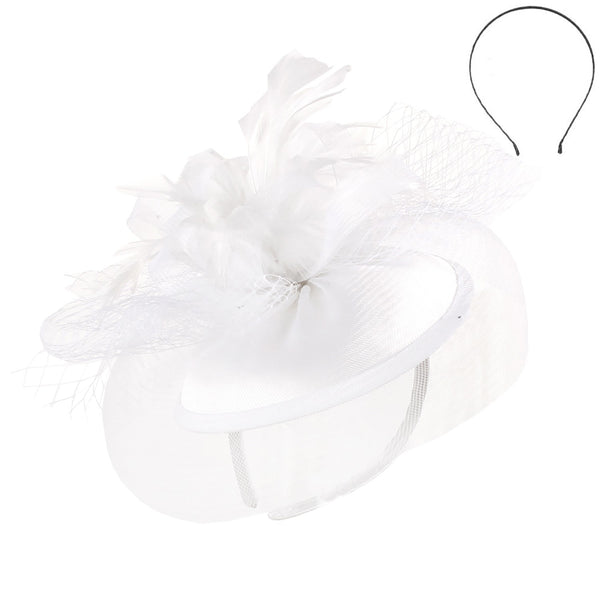 NETTING FEATHERED FASCINATOR (WH)