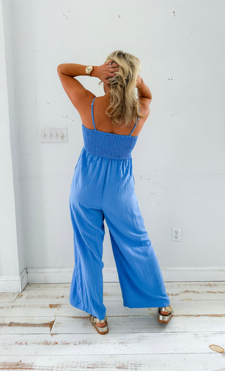 BEACHSIDE SMOCKED JUMPSUIT (BAY BLUE) - Z SUPPLY
