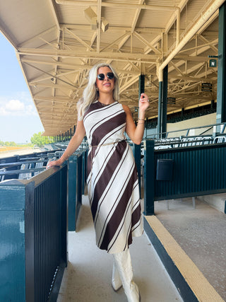 Davina Bias Dress (Chocolate Stripe)