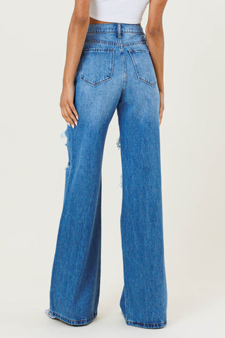 HIGH WAISTED WIDE LEG JEAN (MEDIUM STONE)