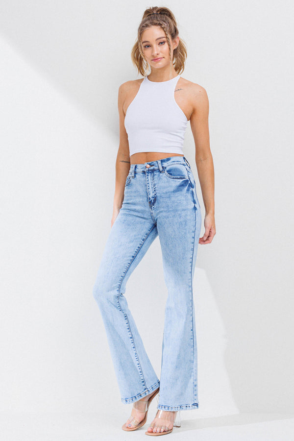 HIGH WAISTED FLARE JEANS (Light Stone)