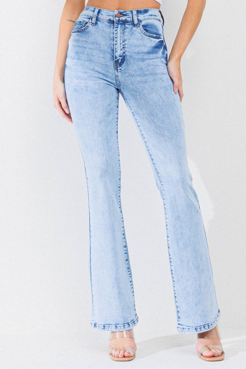 HIGH WAISTED FLARE JEANS (Light Stone)