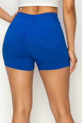 HIGH WAISTED COLORED SUPER-STRETCH WOMEN SHORTS IN ROYAL BLUE