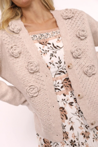 ROSETTA 3D KHIT FLOWERS CARDIGAN - SADIE & SAGE