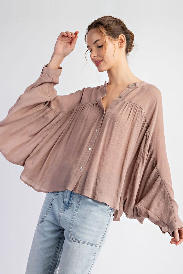 BUTTON FRONT DOLMAN TOP (COCO)