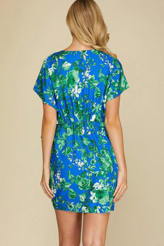 FLORAL PRINTED DRESS (Blue/Green)