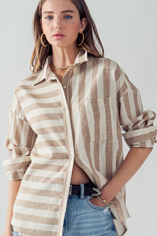 VERTICAL AND HORIZONTAL STRIPED SHIRT