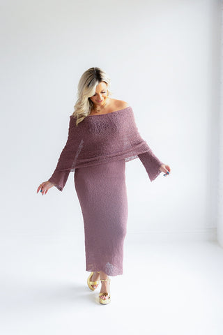 SWEATER OFF SHOULDER MAXI DRESS