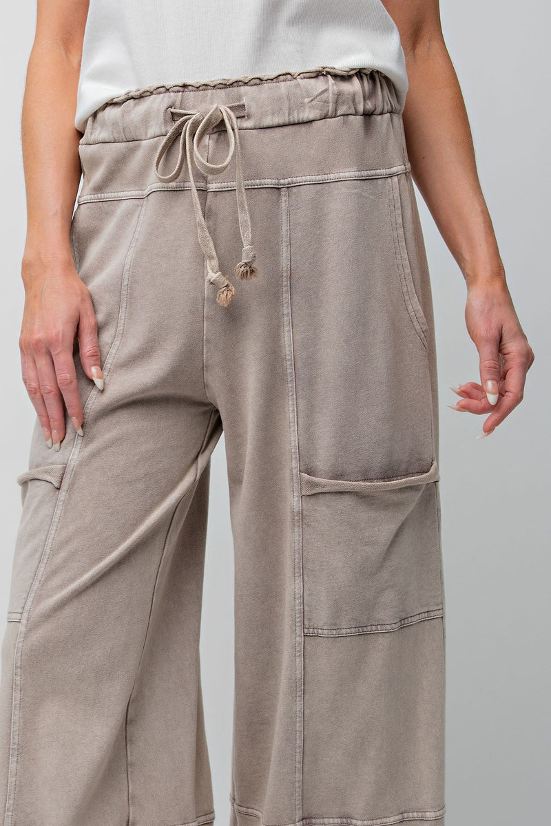 MINERAL WASHED TERRY KNIT PANTS (MINERAL GREY)