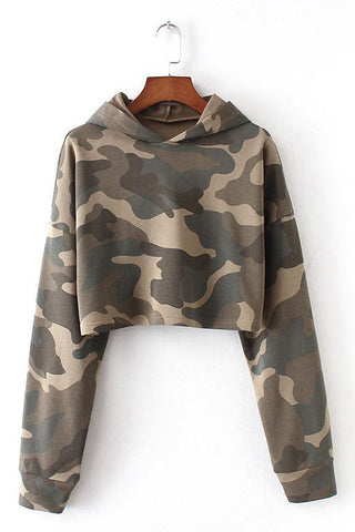 Camo Cropped Hoodie