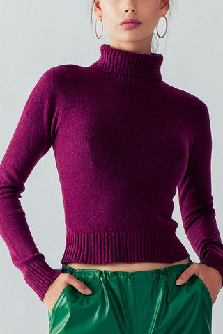 BELLA LONG SLEEVE TURTLE NECK KNIT TOP (VIOLET)