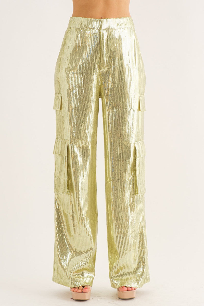 Sequin Cargo Trousers (GOLD)