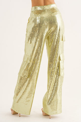 Sequin Cargo Trousers (GOLD)