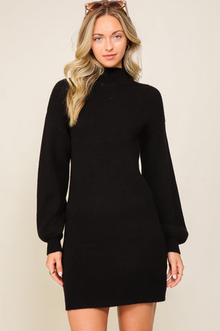 LONG SLEEVE SWEATER DRESS (BLACK)