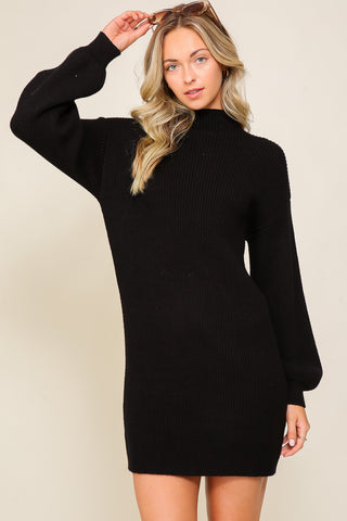 LONG SLEEVE SWEATER DRESS (BLACK)