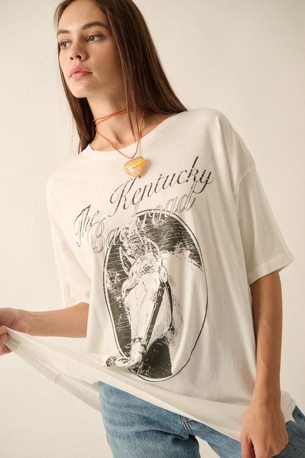 Kentucky Horse Garment Washed Oversize Graphic Tee