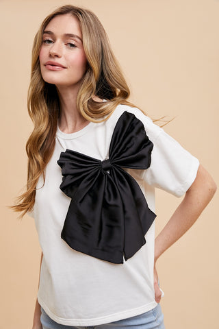 BIG RIBBON BOW JERSEY T-SHIRT