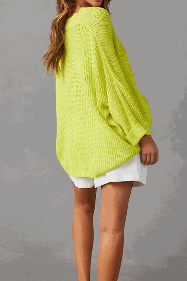 Oversized knit sweater top (Neon Yellow)