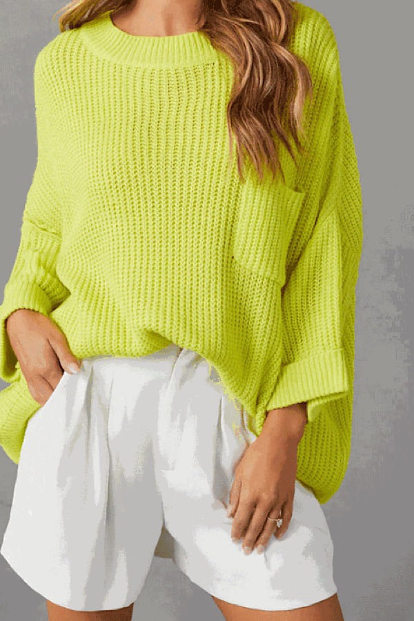 Oversized knit sweater top (Neon Yellow)