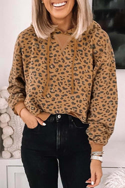 Leopard Long Sleeve Pullover Hoodie