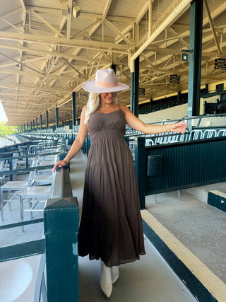 Eliana Tiered Dress (Brown)