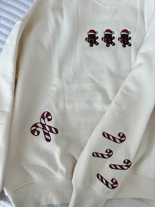 IVORY GINGERBREAD RECIPE CHRISTMAS EMBROIDER SWEATSHIRT