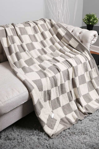 Reversible Checkerboard Patterned Throw Blanket (GREY)