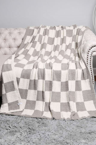 Reversible Checkerboard Patterned Throw Blanket (GREY)