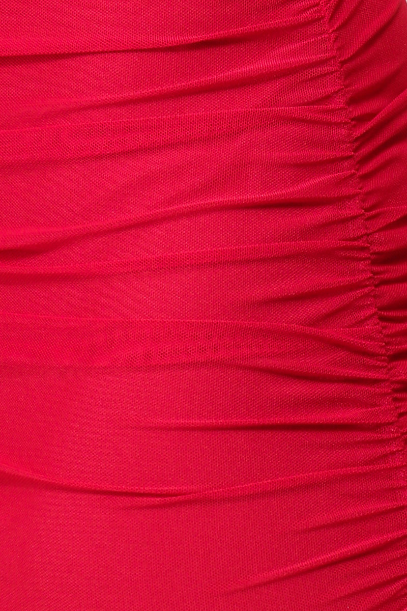 Diagonal High waisted Skirt Set (Red)
