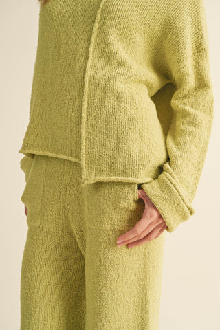 ASYMMETRIC CUT SWEATER TOP (LEMON GRASS)