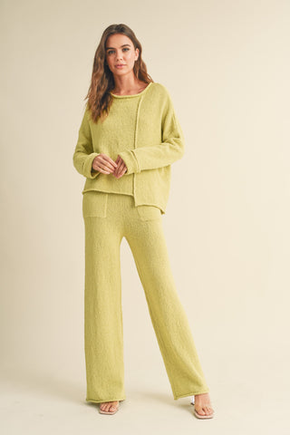 ASYMMETRIC CUT SWEATER TOP (LEMON GRASS)